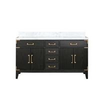Harbor 60 in W x 22 in D Black Oak Double Bath Vanity and Carrara Marble Top