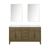 Harbor 60 in W x 22 in D Grey Oak Double Bath Vanity, Cultured Marble Top and 28 in Mirrors