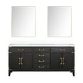 thumbnail image 1 of Harbor 72 in W x 22 in D Black Oak Double Bath Vanity, White Quartz Top and 34 in Mirrors, 1 of 6