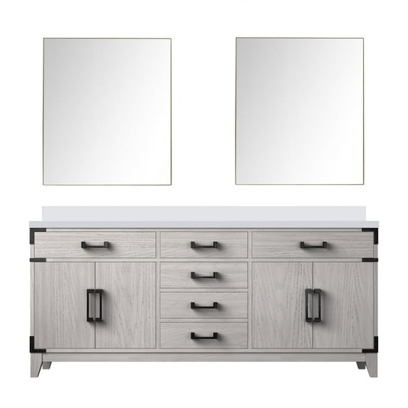Harbor 72 in W x 22 in D White Oak Double Bath Vanity, Cultured Marble Top and 34 in Mirrors