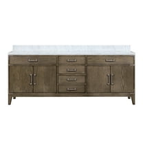 Harbor 84 in W x 22 in D Grey Oak Double Bath Vanity and Carrara Marble Top