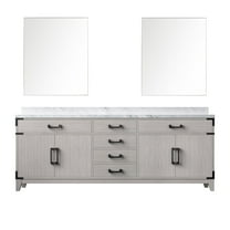 Harbor 84 in W x 22 in D White Oak Double Bath Vanity, Carrara Marble Top and 36 in Mirrors