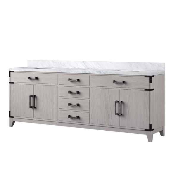 Harbor 84 in W x 22 in D White Oak Double Bath Vanity and Carrara Marble Top