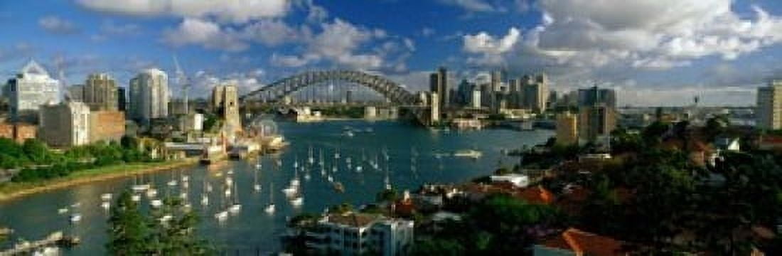 Harbor And City And Bridge Sydney Australia Canvas Art - Panoramic Images (18 x 6)