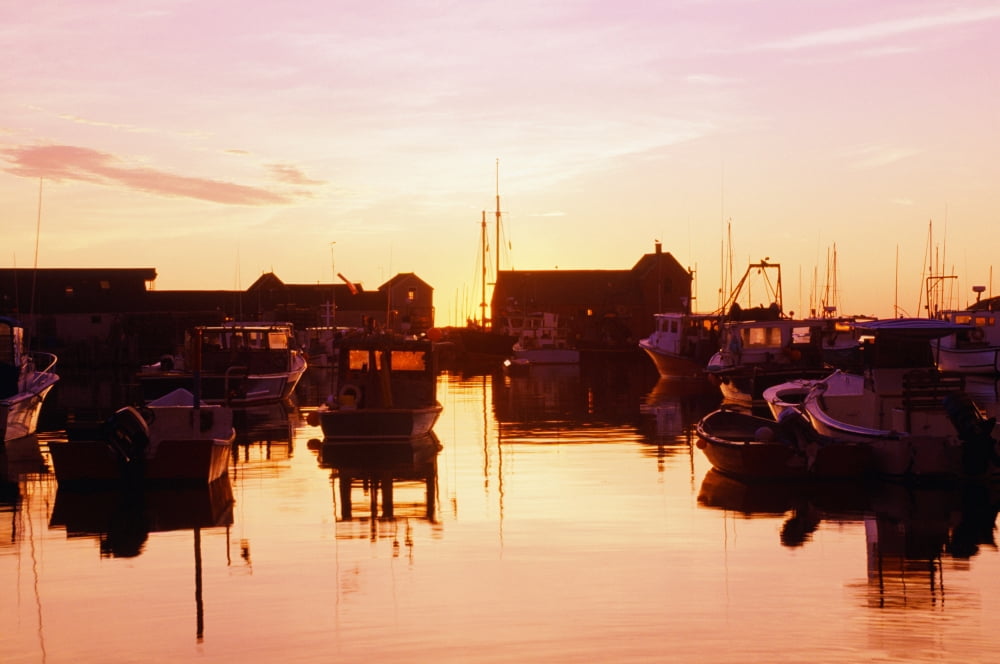 Harbor At Sunrise Canvas Art - Bilderbuch Design Pics (36 x 24)