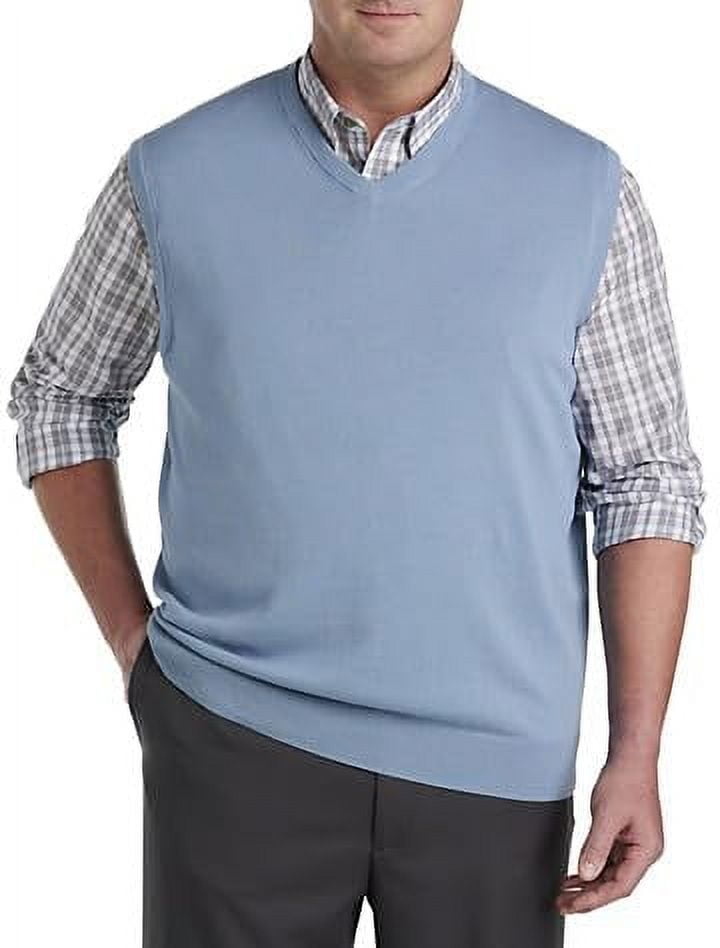 Harbor Bay by DXL Men's Big and Tall V-Neck Sweater Vest Windward Blue ...