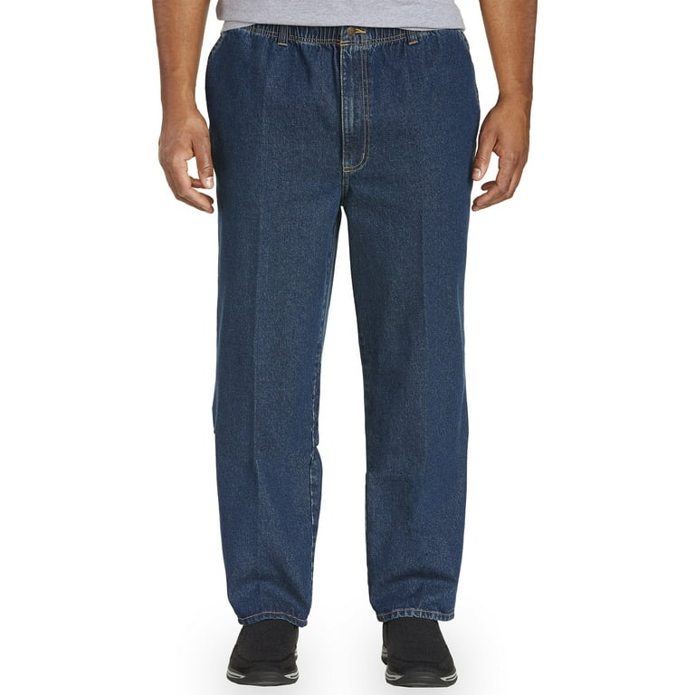 Harbor Bay by DXL Big and Tall Men's Full-Elastic Waist Jeans, Dark  Stonewash, 2X Waist/28 Inseam, Casual