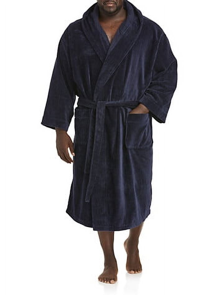 Harbor Bay by DXL Big and Tall Men's Hooded Terry Robe, Navy, 5X/6X
