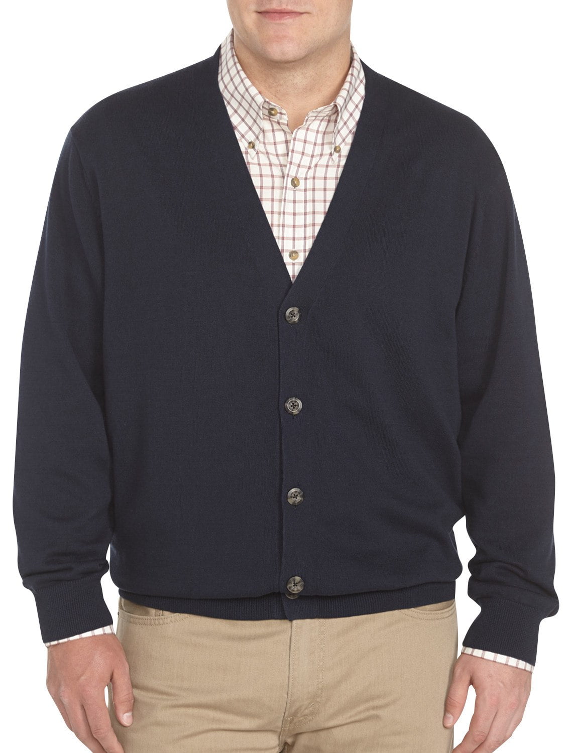 Harbor Bay by DXL Big and Tall Men's V-Neck Cardigan Sweater, Midnight ...