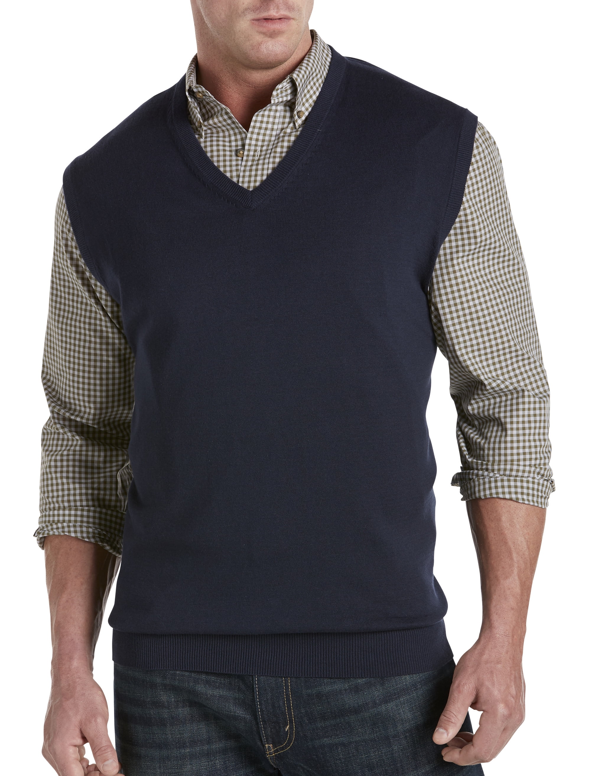 Harbor Bay by DXL Big and Tall Men s V Neck Sweater Vest Navy