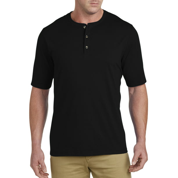 Harbor Bay by DXL Big and Tall Men's Wicking Jesery Henley Shirt, Black ...