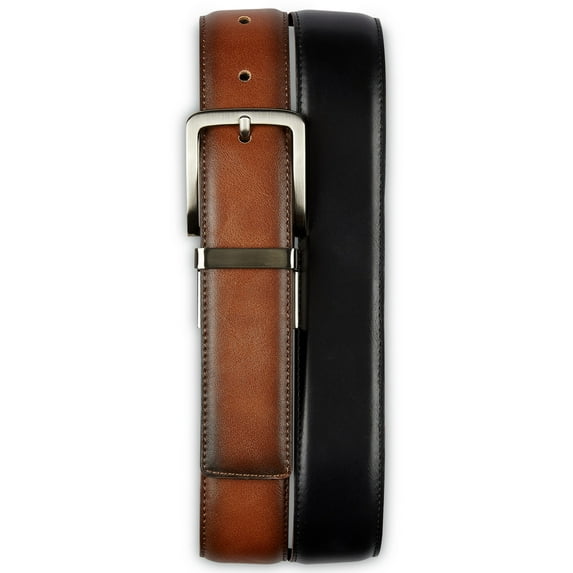 Harbor Bay by DXL Big and Tall Men's 35MM Reversible Stretch Belt, Tan/Black, 58/60