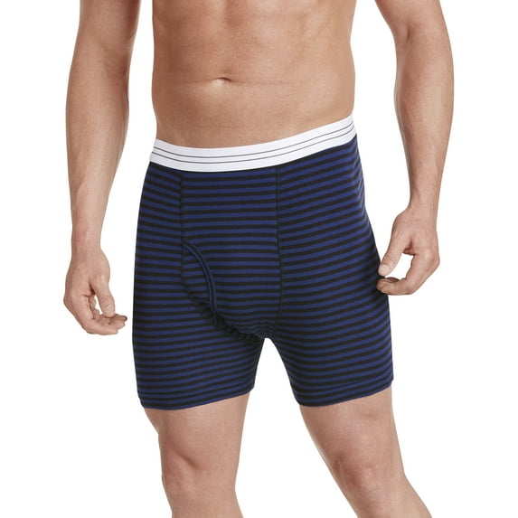 Harbor Bay by DXL Big and Tall Men's Assorted Boxer Briefs, Navy Stripe, 4X, Pack of 3