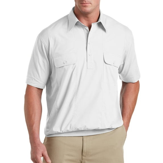 Harbor Bay by DXL Big and Tall Men's Banded-Hem Polo Shirt, White, 2X-Tall