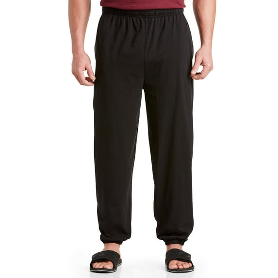 Harbor Bay by DXL Big and Tall Men's Cinched-Hem Jersey Pants, Black, 2XL