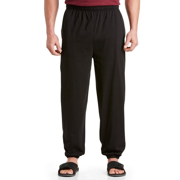 Harbor Bay by DXL Big and Tall Men's Cinched-Hem Jersey Pants Black, 7XLT