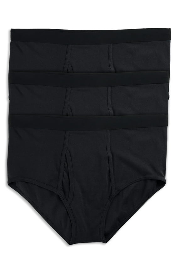 by DXL Big and Tall Men's Color Briefs, Black, 3XL, Pack of 3