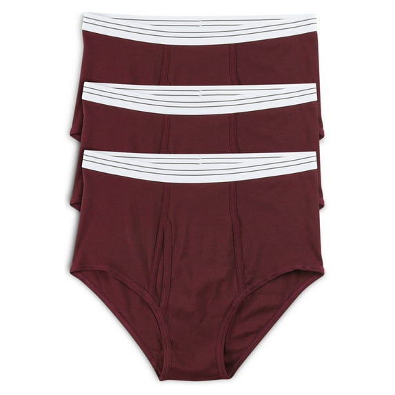 Harbor Bay by DXL Men's Big and Tall Big and Tall Men's Color Briefs, Burgundy, 5XL, Pack of 3