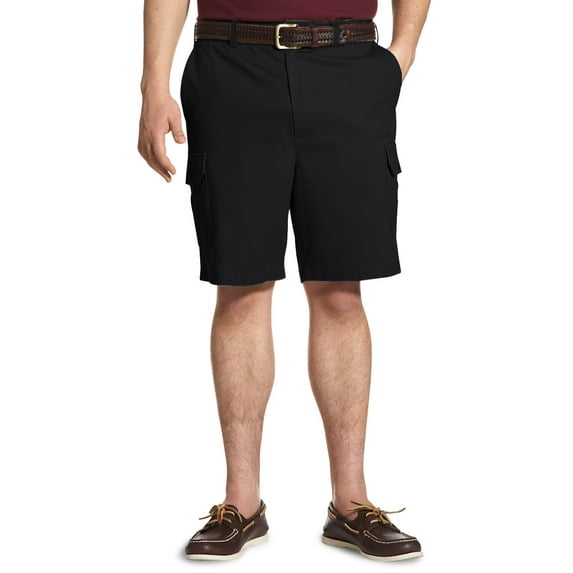 Harbor Bay by DXL Men's Big and Tall Big and Tall Men's Continuous Comfort Twill Cargo Shorts, Black, 66 Long