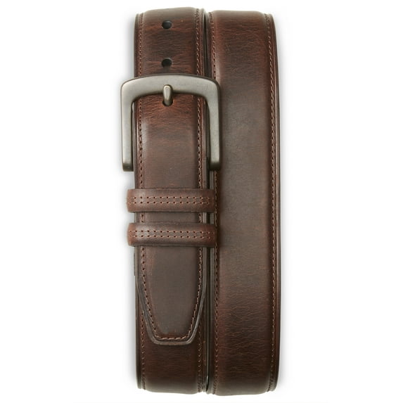 Harbor Bay by DXL Big and Tall Men's Double Loop Leather Belt, Brown, 62/64