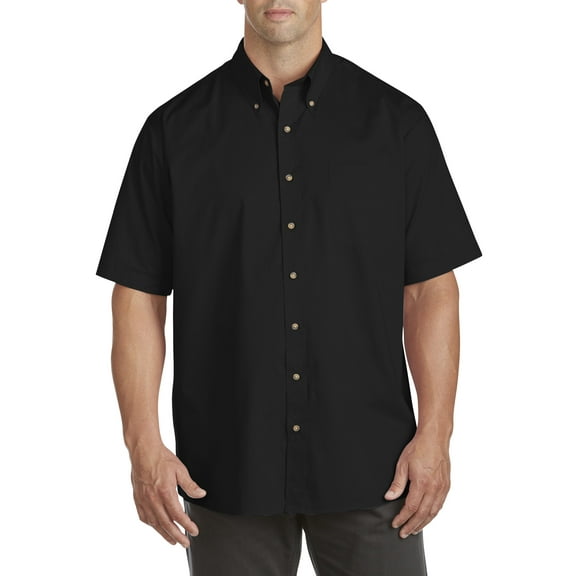 Harbor Bay by DXL Big and Tall Men's Easy-Care Solid Sport Shirt, Black, 2XL