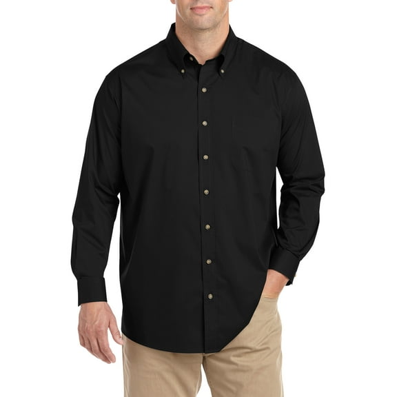 Harbor Bay by DXL Big and Tall Men's Easy-Care Solid Sport Shirt, Black, 7XL