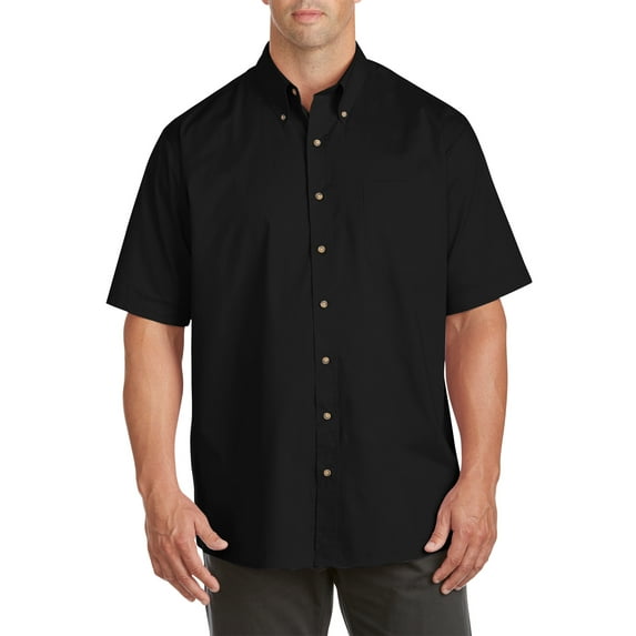 Harbor Bay by DXL Big and Tall Men's Easy-Care Solid Sport Shirt, Black, 7XL
