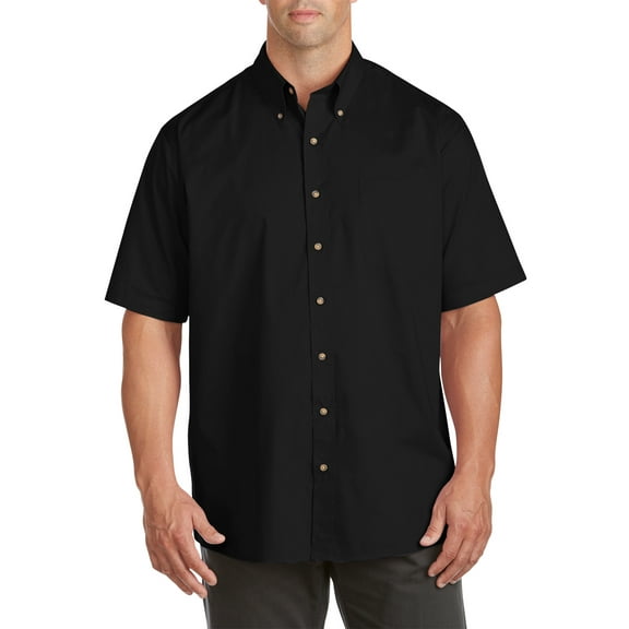 Harbor Bay by DXL Big and Tall Men's Easy-Care Solid Sport Shirt, Black, 8XL