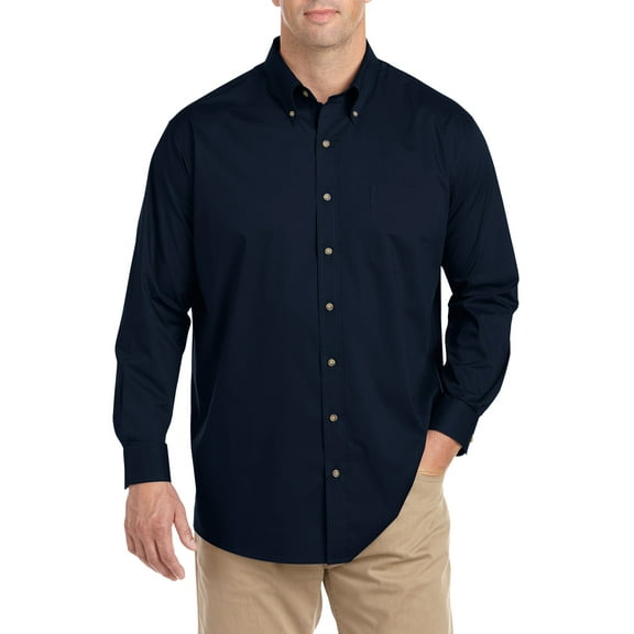 Harbor Bay by DXL Big and Tall Men's Easy-Care Solid Sport Shirt, Navy, 4XLT
