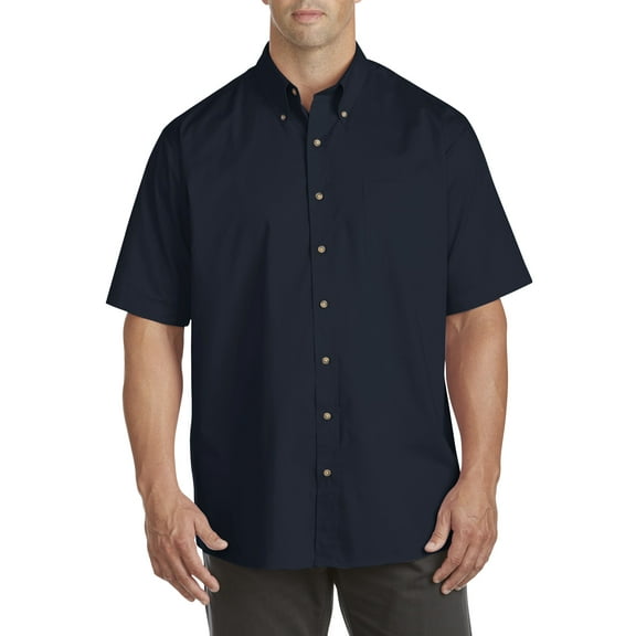 Harbor Bay by DXL Big and Tall Men's Easy-Care Solid Sport Shirt, Navy, 7XL