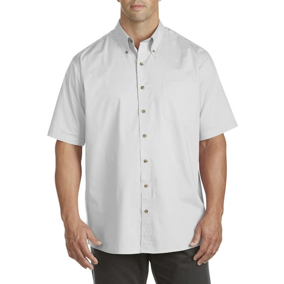 Harbor Bay by DXL Big and Tall Men's Easy-Care Solid Sport Shirt, White, 3XLT