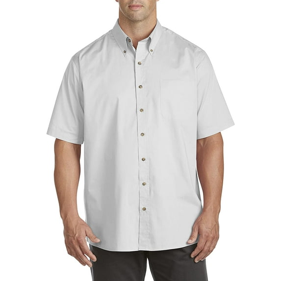 Harbor Bay by DXL Big and Tall Men's Easy-Care Solid Sport Shirt, White, 5XLT