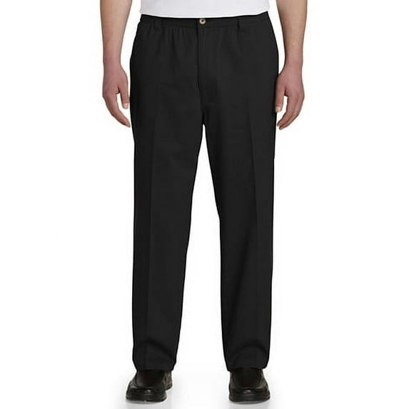 Harbor Bay by DXL Men's Big and Tall Big and Tall Men's Elastic-Waist Pants, Black, 3X, Long Rise, 34 Inseam 3XL x 34