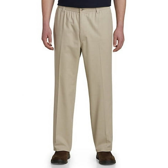 Harbor Bay by DXL Men's Big and Tall Big and Tall Men's Elastic-Waist Pants, Khaki, 3X, Regular Rise, 30 Inseam 3XL x 30