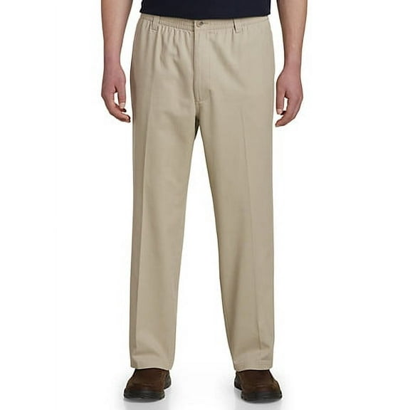 Harbor Bay by DXL Men's Big and Tall  Big and Tall Men's Elastic-Waist Pants, Khaki, 4X, Regular Rise, 28 Inseam 4XL x 28