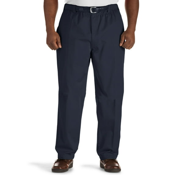 Harbor Bay by DXL Big and Tall Men's Elastic-Waist Pants, New Navy, 3X, Long Rise, 34 Inseam