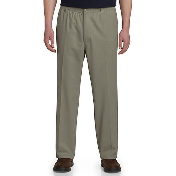 Harbor Bay by DXL Men's Big and Tall Big and Tall Men's Elastic-Waist Pants, Olive, 1X, Regular Rise, 32 Inseam 1XL x 32