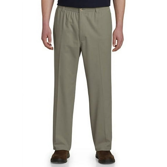 Harbor Bay by DXL Men's Big and Tall Big and Tall Men's Elastic-Waist Pants, Olive, 3X, Long Rise, 36 Inseam 3XL x 36