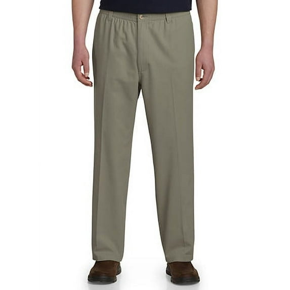 Harbor Bay by DXL Men's Big and Tall Big and Tall Men's Elastic-Waist Pants, Olive, 5X, Regular Rise, 30 Inseam 5XL x 30