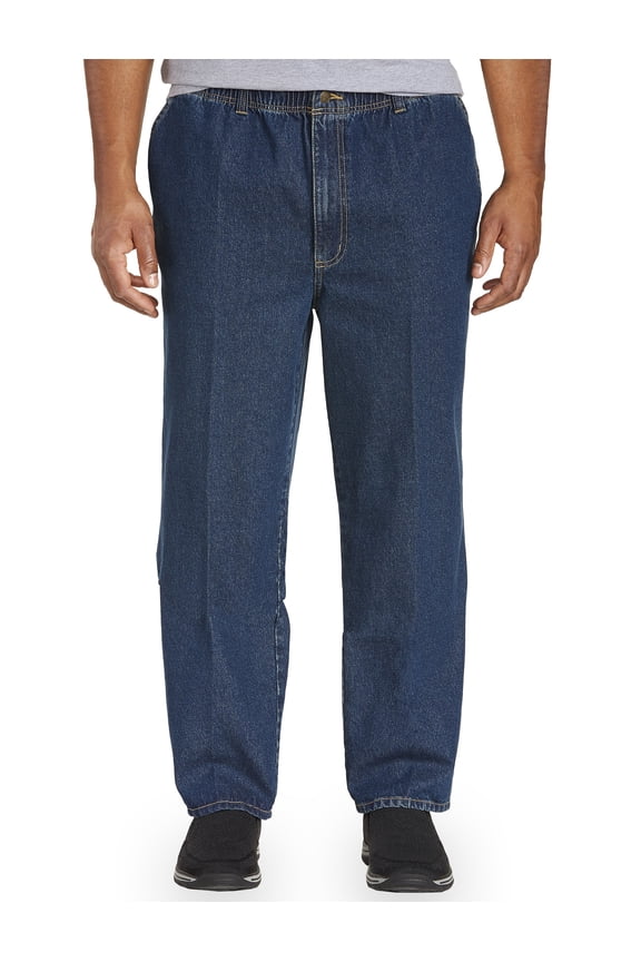 by DXL Big and Tall Men's Full-Elastic Waist Jeans, Dark Stonewash, 3X Waist/34 Inseam