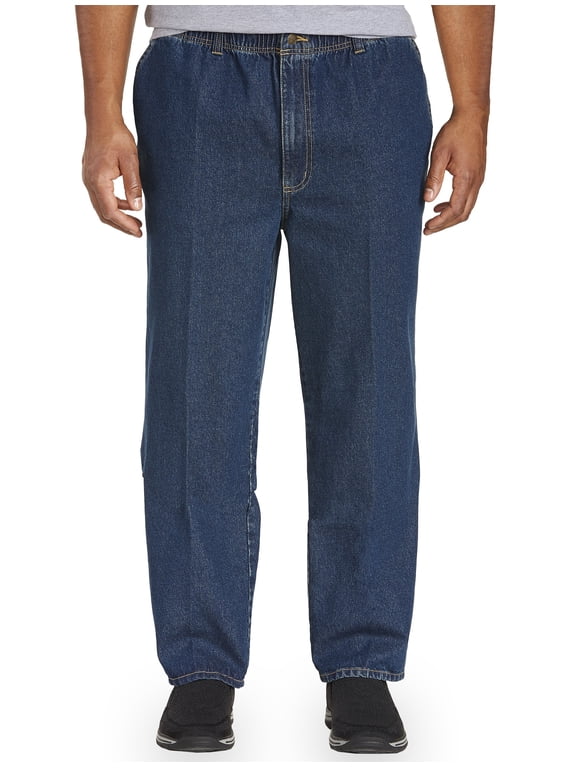 by DXL Big and Tall Men's Full-Elastic Waist Jeans, Dark Stonewash, 4X Waist/28 Inseam