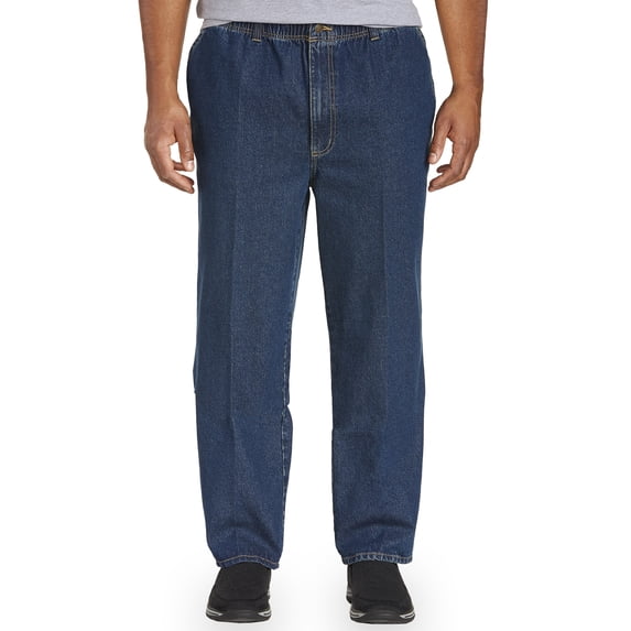 Harbor Bay by DXL Big and Tall Men's Full-Elastic Waist Jeans, Dark Stonewash, 6X Waist/28 Inseam