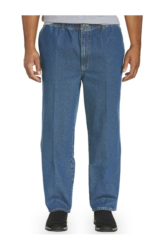 by DXL Big and Tall Men's Full-Elastic Waist Jeans, Medium Stonewash, 3X Waist/28 Inseam