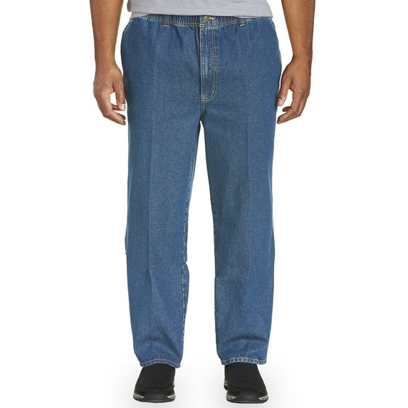Harbor Bay by DXL Big and Tall Men's Full-Elastic Waist Jeans, Medium Stonewash, 4X Waist/34 Inseam