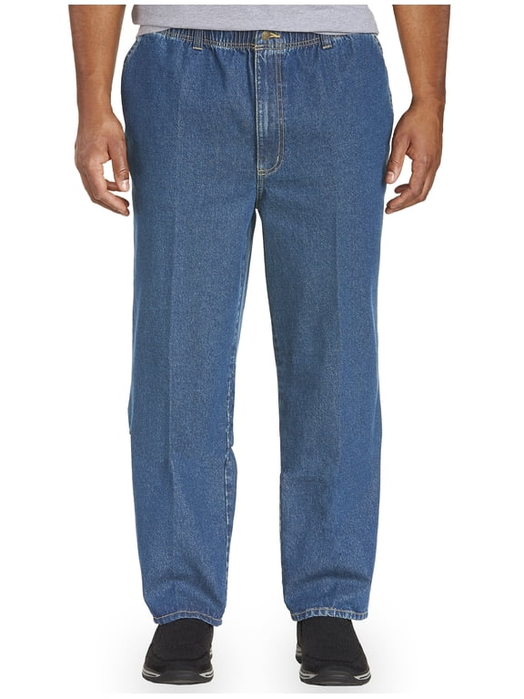 by DXL Big and Tall Men's Full-Elastic Waist Jeans, Medium Stonewash, 5X Waist/30 Inseam