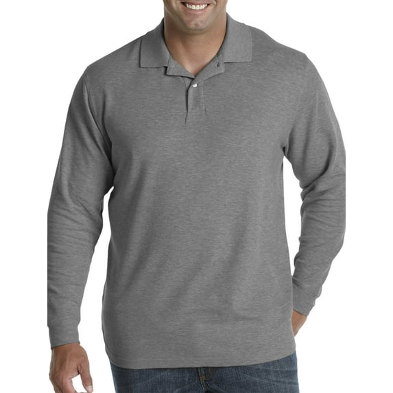 Harbor Bay by DXL Big and Tall Men's Honeycomb Piqu� Polo Shirt, Granite Heather, 1XLT