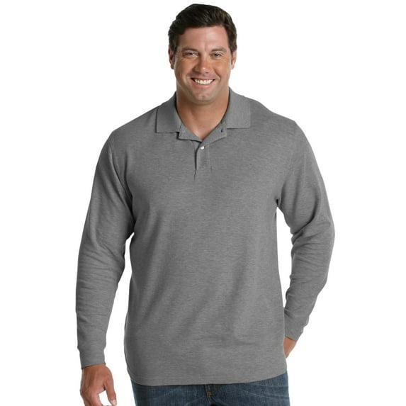 Harbor Bay by DXL Big and Tall Men's Honeycomb Piqu� Polo Shirt, Granite Heather, 6XL