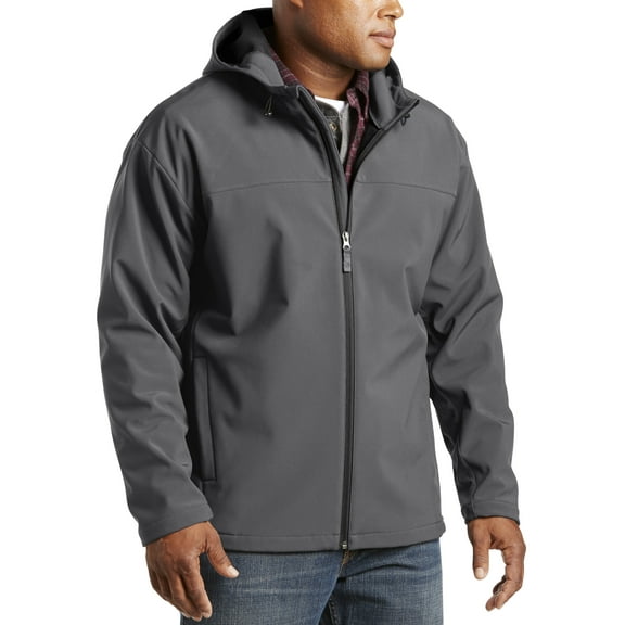 Harbor Bay by DXL Big and Tall Men's Hooded Bonded Fleece Jacket, Charcoal Black, 4XL