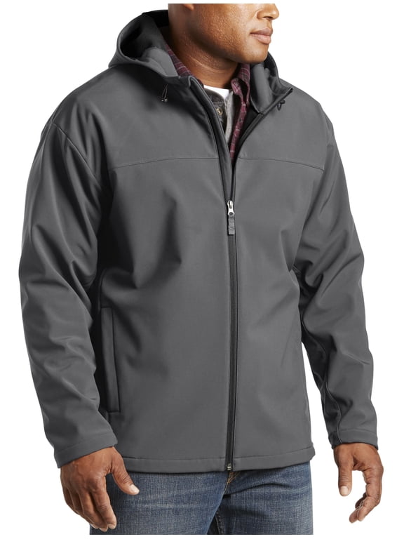 by DXL Big and Tall Men's Hooded Bonded Fleece Jacket, Charcoal Black, 5XL-TALL