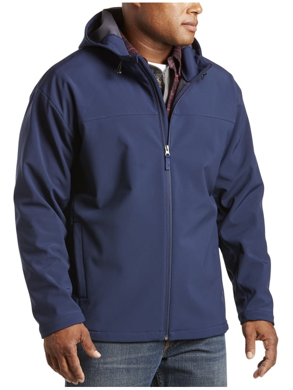 by DXL Big and Tall Men's Hooded Bonded Fleece Jacket, Navy Charcoal, 2XL